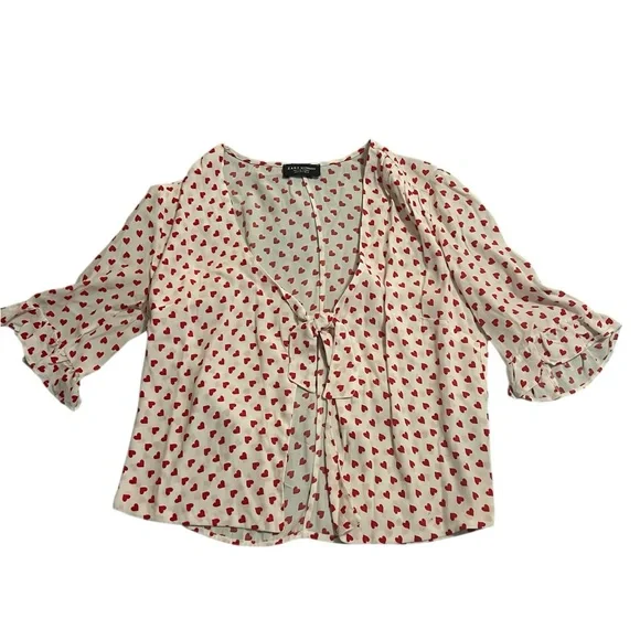 Zara Women's Blouse with Red Heart Pattern - Picture 6 of 7